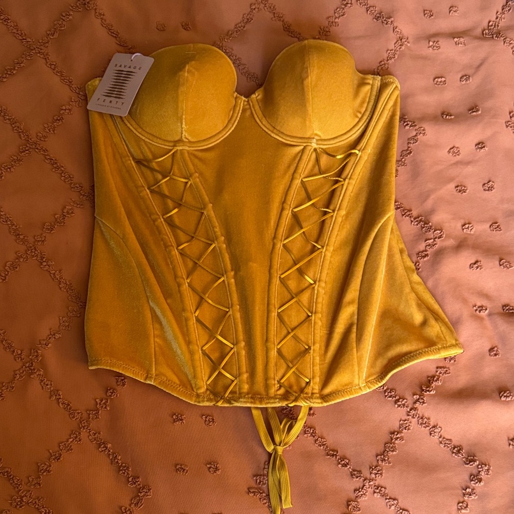 Savage X Fenty Velvet Yellow Corset Shapewear